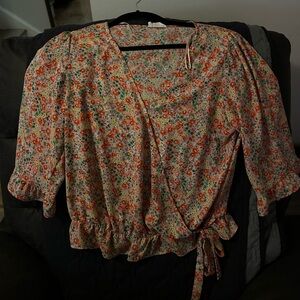 Sienna Sky Floral Wrap Blouse - Multicolor size small